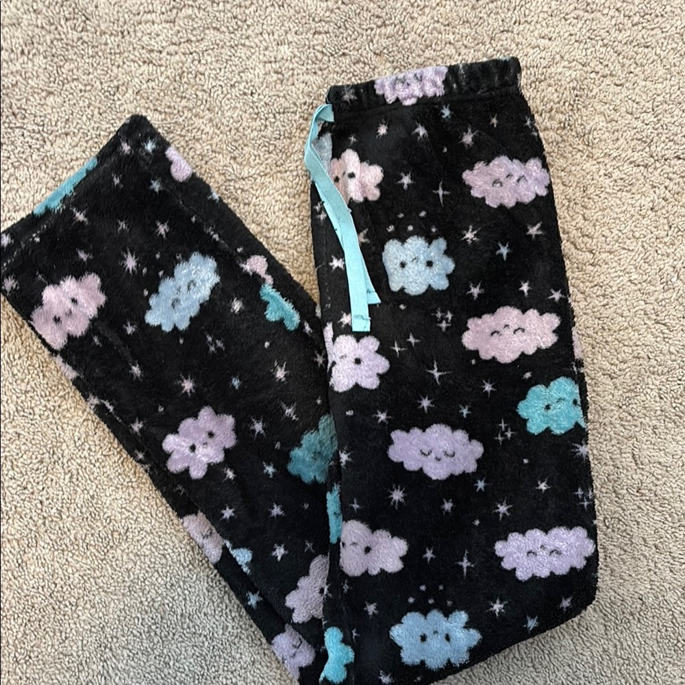 Cozy Pajama Pants - Black with Cloud Print